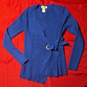 B My Story Women's Royal Blue Wrap Cardigan, Size L